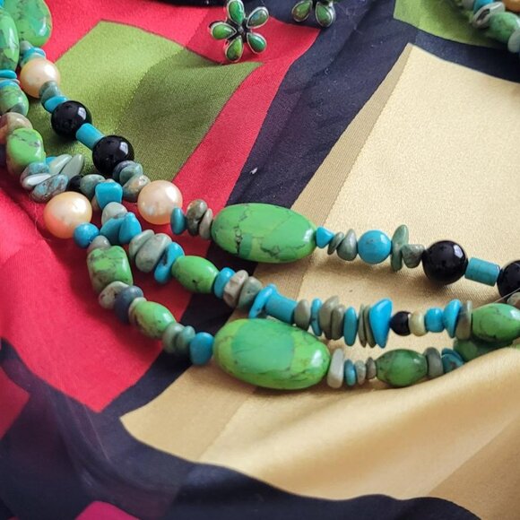 Jay King 3 Strand Lime Turquoise Necklace - Picture 4 of 4